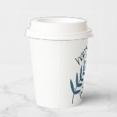 Happy Hanukkah (mit blauen Blätter) Pappbecher (Rechts)