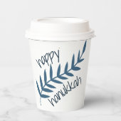 Happy Hanukkah (mit blauen Blätter) Pappbecher (Vorderseite)