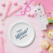 Happy Hanukkah (mit blauen Blätter) Pappteller (Party)