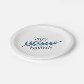 Happy Hanukkah (mit blauen Blätter) Pappteller (Schrägansicht)