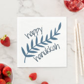 Happy Hanukkah (mit blauen Blätter) Serviette (Beispiel)