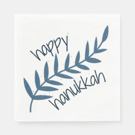 Happy Hanukkah (mit blauen Blätter) Serviette