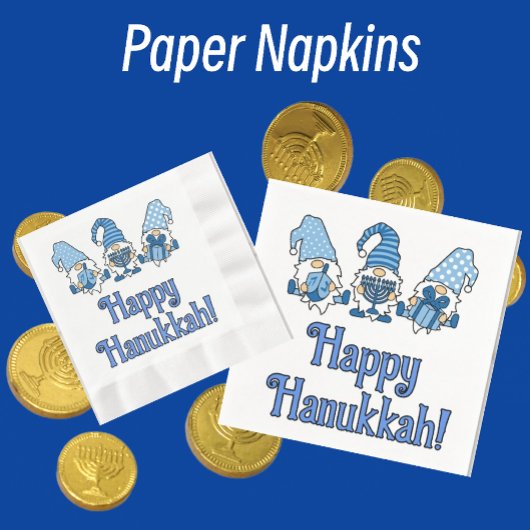 Happy Hanukkah mit drei Gnomen Serviette