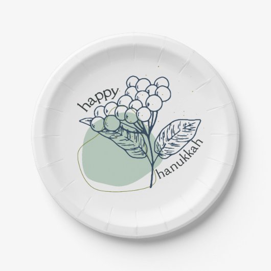 Happy Hanukkah (mit Gezeichnet Berries) Pappteller (Vorderseite)