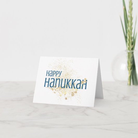 Happy Hanukkah (mit Goldblättern) Dankeskarte (Vorderseite)