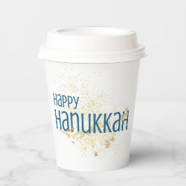 Happy Hanukkah (mit Goldblättern) Pappbecher