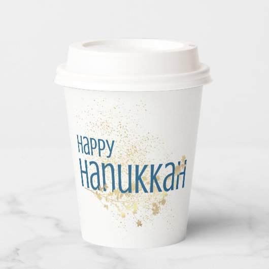 Happy Hanukkah (mit Goldblättern) Pappbecher (Vorderseite)