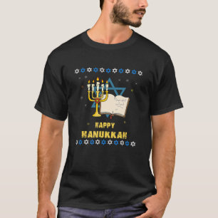 Happy Hanukkah mit Kerzen, Bibel, Hanukkah Symbole T-Shirt