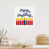 Happy Hanukkah mit Kerzen Poster (Küche)