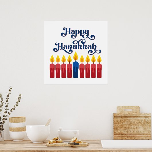 Happy Hanukkah mit Kerzen Poster (Küche)