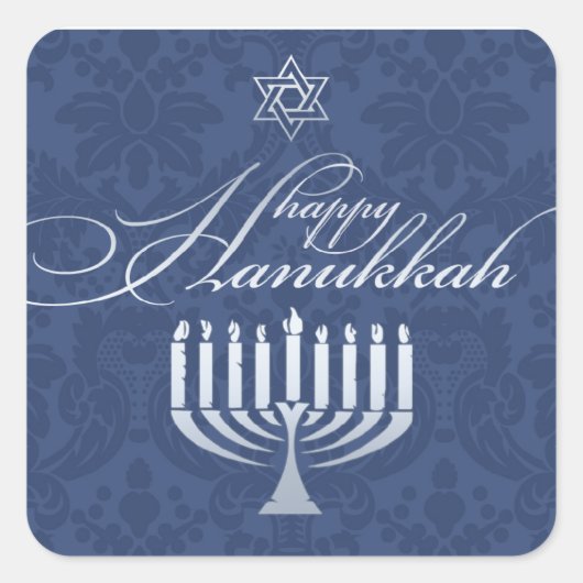 Happy Hanukkah mit Menorah Sticker (Vorderseite)