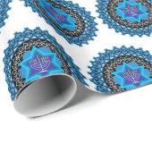 Happy Hanukkah mit menorah Wrapping Paper Geschenkpapier (Rolleneckpunkt)