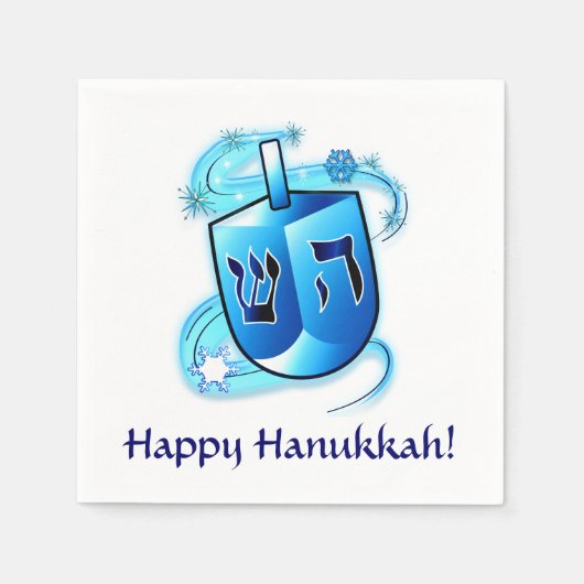 Happy Hanukkah mit Spinning Dreidel Serviette (Vorderseite)