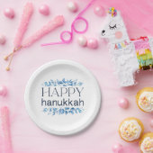 Happy Hanukkah (mit Winter Watercolor Florals) Pappteller (Party)