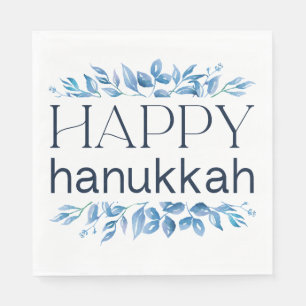 Happy Hanukkah (mit Winter Watercolor Florals) Serviette