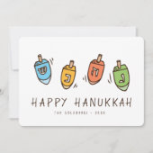 Happy Hanukkah Modern Dreidel Feiertagskarte (Vorderseite)