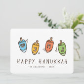 Happy Hanukkah Modern Dreidel Feiertagskarte (Stehend Vorderseite)