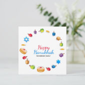 Happy Hanukkah Modern Foto Dreidel Star Name (Stehend Vorderseite)