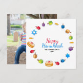 Happy Hanukkah Modern Foto Dreidel Star Name (Vorne/Hinten)