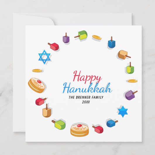 Happy Hanukkah Modern Foto Dreidel Star Name (Vorderseite)