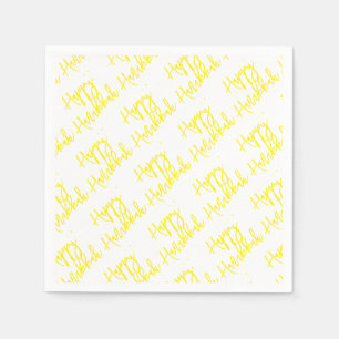 Happy Hanukkah Modern Holiday Typografy Yellow Serviette
