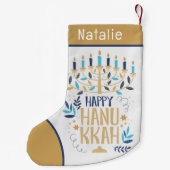 Happy Hanukkah Modern Menorah Personalisierter Nam Kleiner Weihnachtsstrumpf (Rückseite)