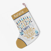 Happy Hanukkah Modern Menorah Personalisierter Nam Kleiner Weihnachtsstrumpf (Rückseite (Hängend))