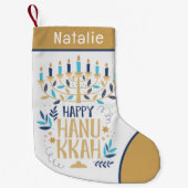 Happy Hanukkah Modern Menorah Personalisierter Nam Kleiner Weihnachtsstrumpf (Vorderseite)