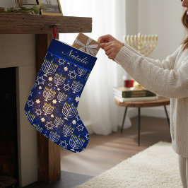 Happy Hanukkah Modern Menorah Personalisierter Nam Kleiner Weihnachtsstrumpf