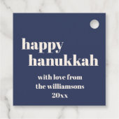 Happy Hanukkah Modern Navy Personalisiert Geschenkanhänger (Rückseite)