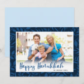 Happy Hanukkah Modern Script Foto Feiertagskarte (Vorne/Hinten)