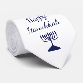 Happy Hanukkah Modern Simple Blue Menorah Krawatte