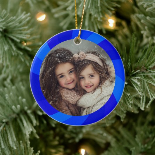 HAPPY HANUKKAH Modern Swirl Star Custom PHOTO Keramik Ornament (Baum)