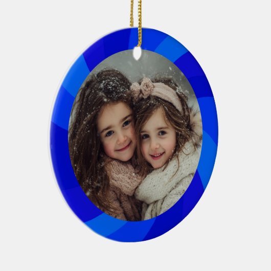 HAPPY HANUKKAH Modern Swirl Star Custom PHOTO Keramik Ornament (Rechts)