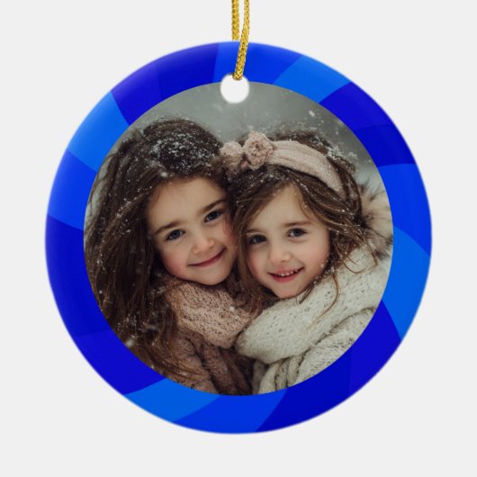 HAPPY HANUKKAH Modern Swirl Star Custom PHOTO Keramik Ornament (Vorne)