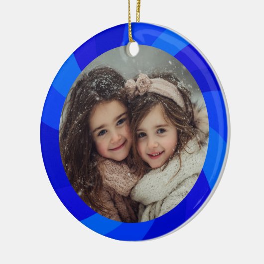 HAPPY HANUKKAH Modern Swirl Star Custom PHOTO Keramik Ornament (Links)