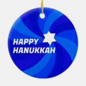 HAPPY HANUKKAH Modern Swirl Star Custom PHOTO Keramik Ornament (Hinten)