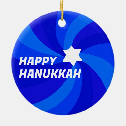 HAPPY HANUKKAH Modern Swirl Star Custom PHOTO Keramik Ornament (Hinten)