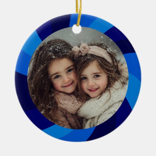 HAPPY HANUKKAH Modern Swirl Star Custom PHOTO Keramik Ornament (Vorne)