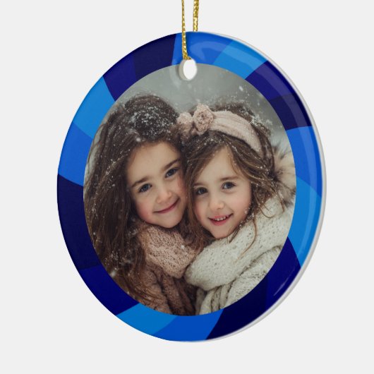 HAPPY HANUKKAH Modern Swirl Star Custom PHOTO Keramik Ornament (Links)