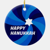 HAPPY HANUKKAH Modern Swirl Star Custom PHOTO Keramik Ornament (Hinten)