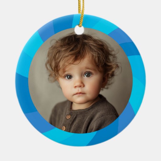 HAPPY HANUKKAH Modern Swirl Star Custom PHOTO Keramik Ornament (Vorne)