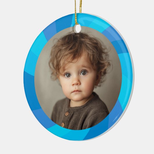 HAPPY HANUKKAH Modern Swirl Star Custom PHOTO Keramik Ornament (Links)