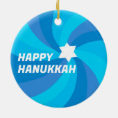 HAPPY HANUKKAH Modern Swirl Star Custom PHOTO Keramik Ornament (Hinten)