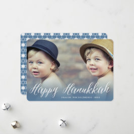 Happy Hanukkah Modern Trendy White Script Foto Feiertagskarte