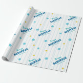 Happy Hanukkah Modern Typografy Gold Stars Name Geschenkpapier (Ungerollt)