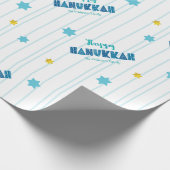 Happy Hanukkah Modern Typografy Gold Stars Name Geschenkpapier (Ecke)