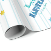 Happy Hanukkah Modern Typografy Gold Stars Name Geschenkpapier (Rolleneckpunkt)