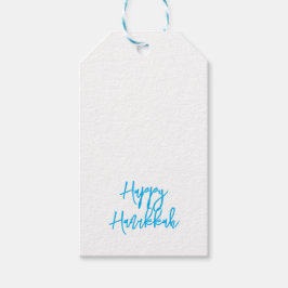 Happy Hanukkah Moderne Holiday Typografie Blau Geschenkanhänger