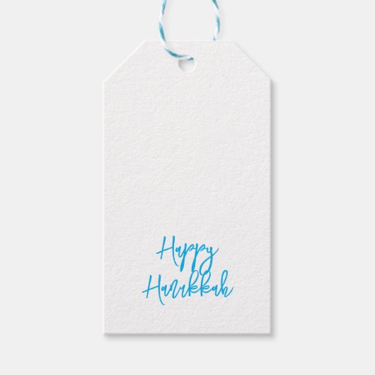 Happy Hanukkah Moderne Holiday Typografie Blau Geschenkanhänger (Vorderseite)